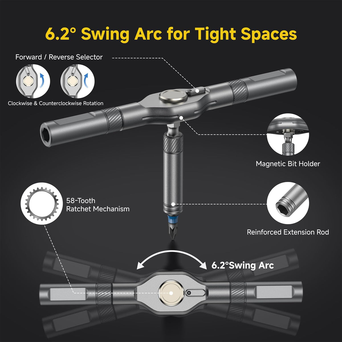 USUAUU 58-tooth ratcheting system supports one-handed operation