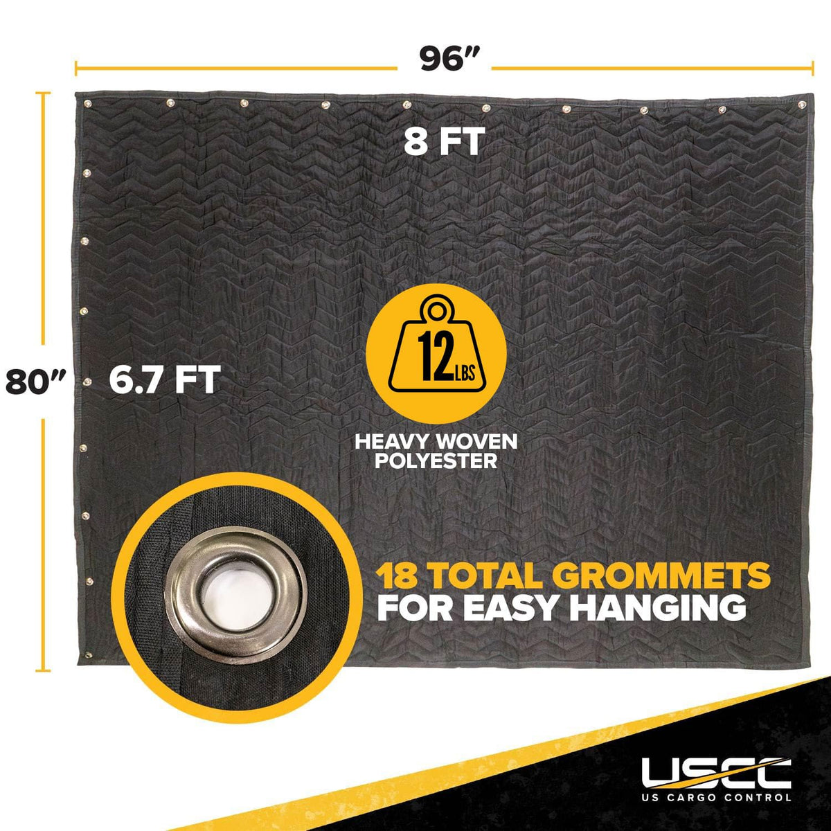 US Cargo Control 96x80 blanket with eighteen grommets for easy hanging