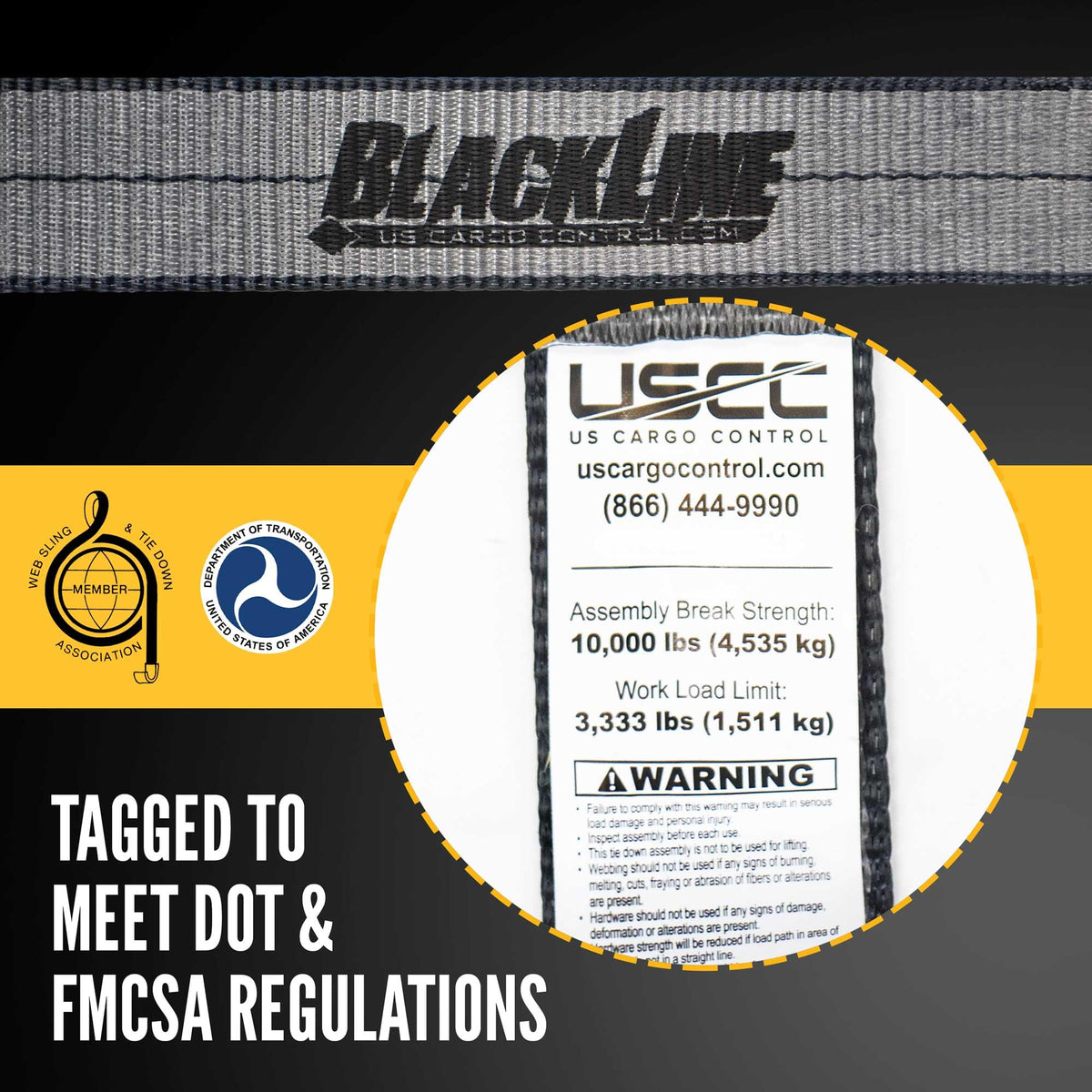 US Cargo Control Blackline ratchet straps in use on a trailer setup