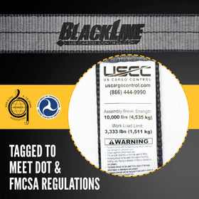 US Cargo Control Blackline ratchet straps in use on a trailer setup