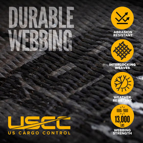 US Cargo Control Blackline 3,333 lb working load limit and 13,000 lb break strength showcase safety margins
