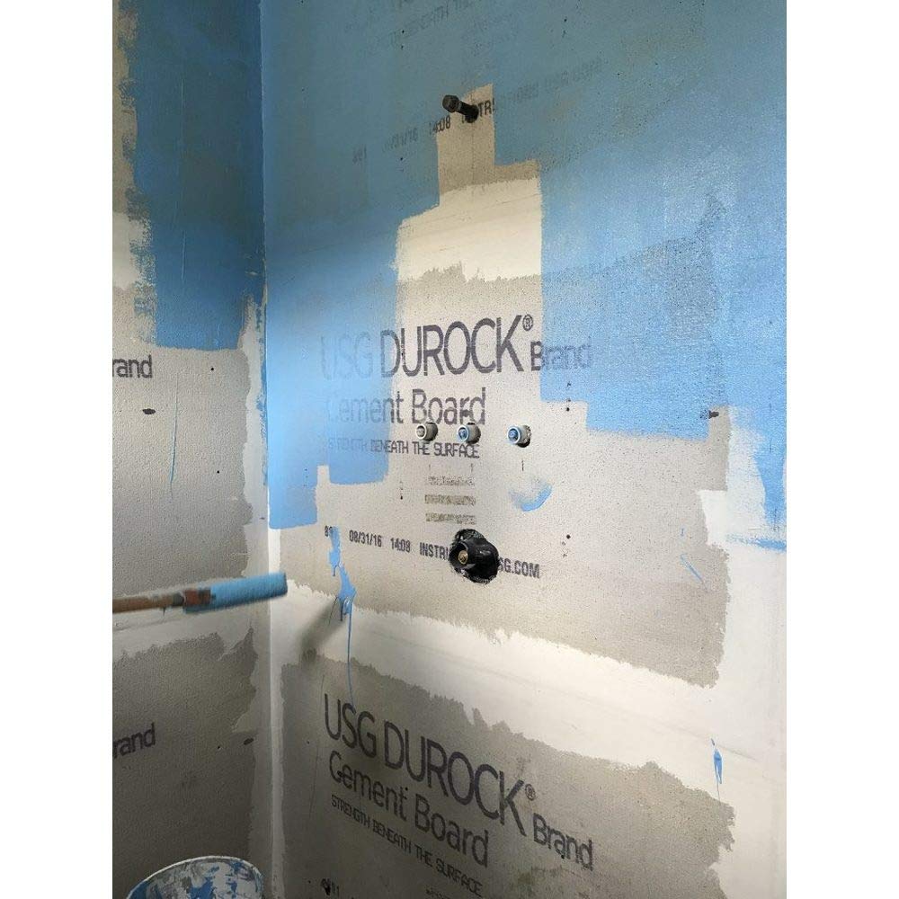 USG Interiors Durock Liquid Waterproofing Membrane bonding to cement backerboard surfaces.