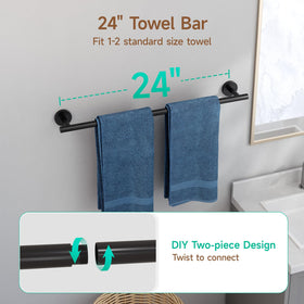 USHOWER 24in towel bar detail with sturdy 0.8 inch tube