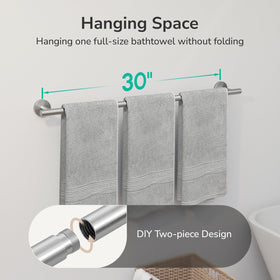USHOWER 304 stainless steel towel bar shows 0.8-inch tube diameter for durability