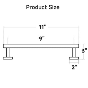USHOWER nine-inch towel bar provides ample hanging space for full towels.