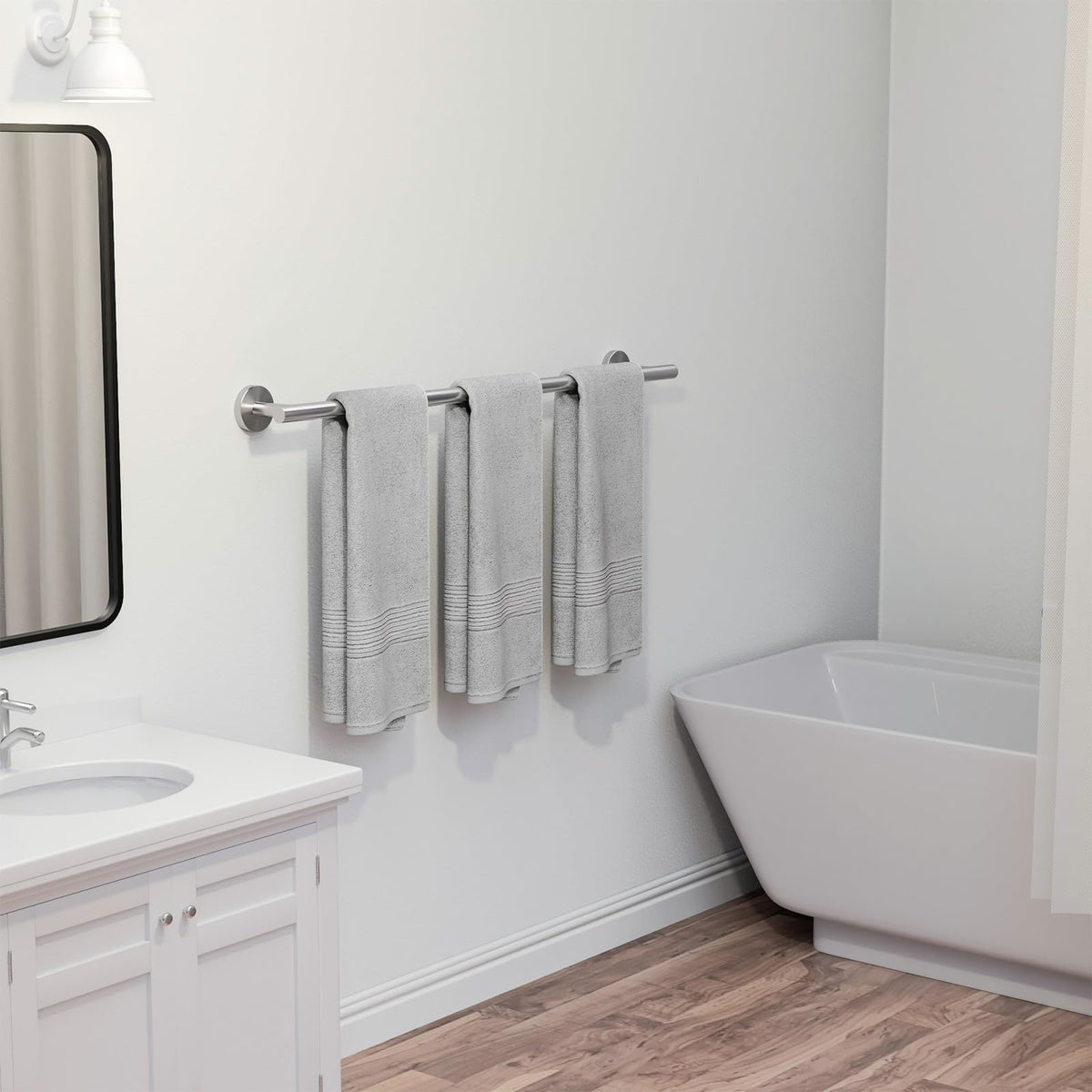 USHOWER towel bar in a contemporary bathroom decor setting