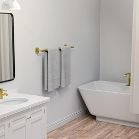 USHOWER brushed gold towel bar with round ends for a clean look