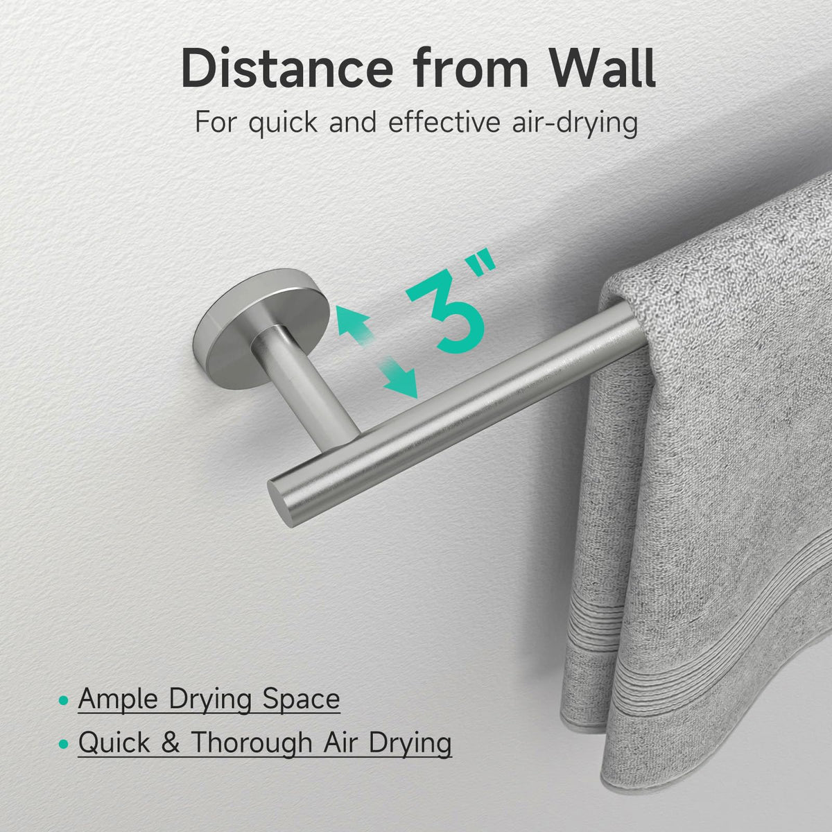 USHOWER 4-Piece Brushed Nickel set mounted on wall