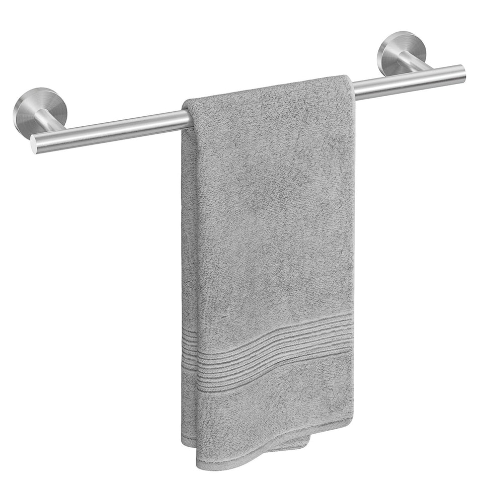 USHOWER brushed nickel towel bar with 18-inch hanging length for easy towel drying