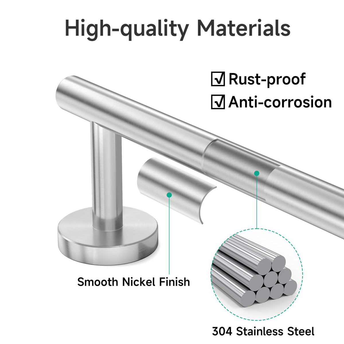 USHOWER 32-inch total length towel bar with a full towel ready to use