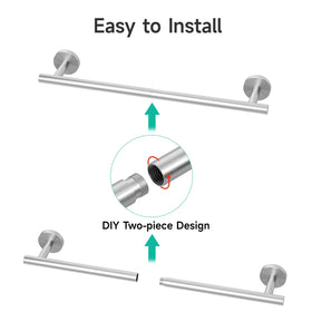 USHOWER brushed nickel finish on towel bar enhances modern decor