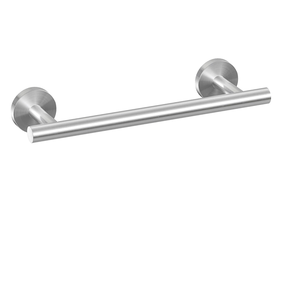 USHOWER brushed nickel towel bar on wall-mount for compact towel storage.