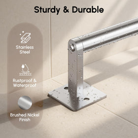 Wall-mount area of USHOWER towel bar in brushed nickel finish