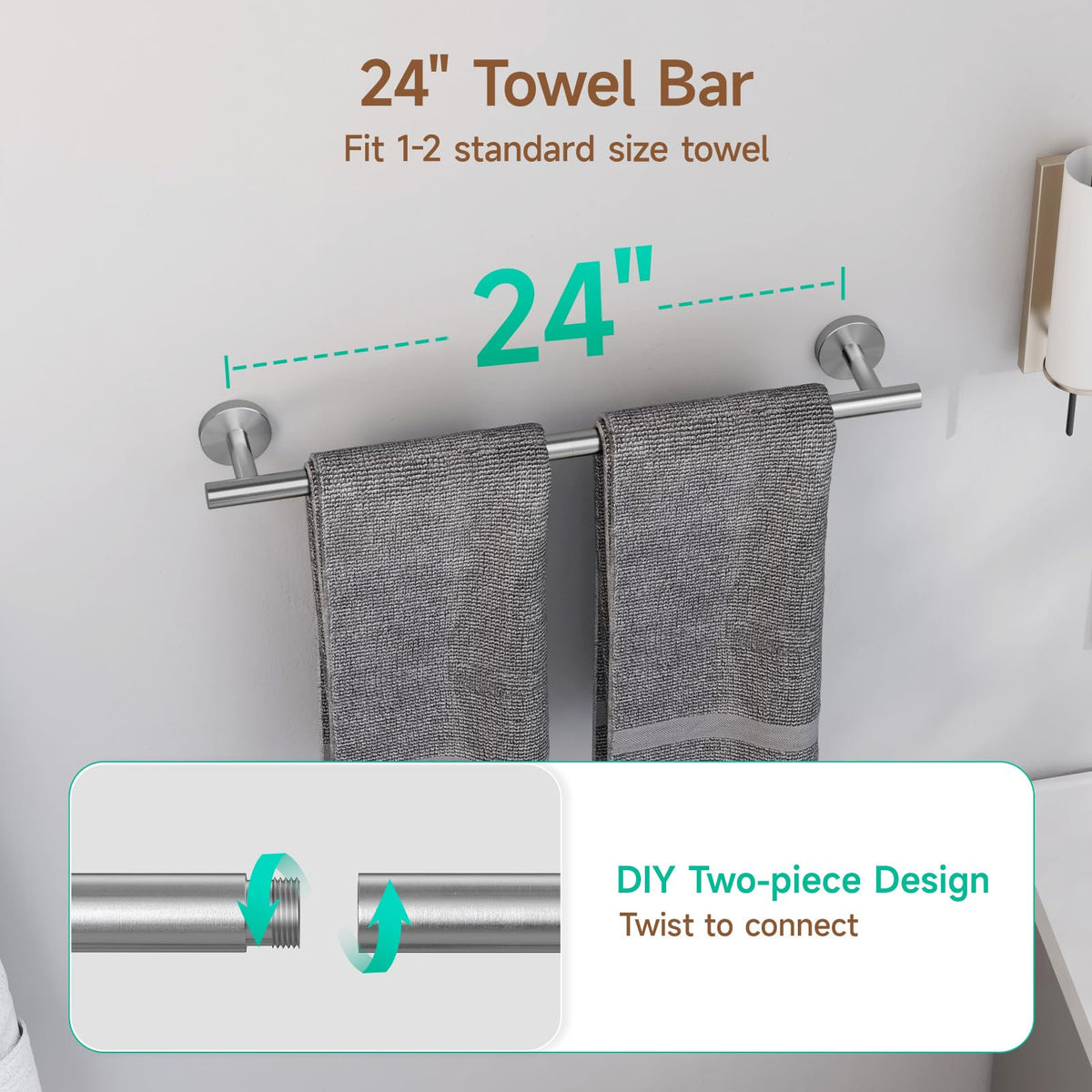USHOWER Brushed Nickel Towel Ring keeps essentials accessible