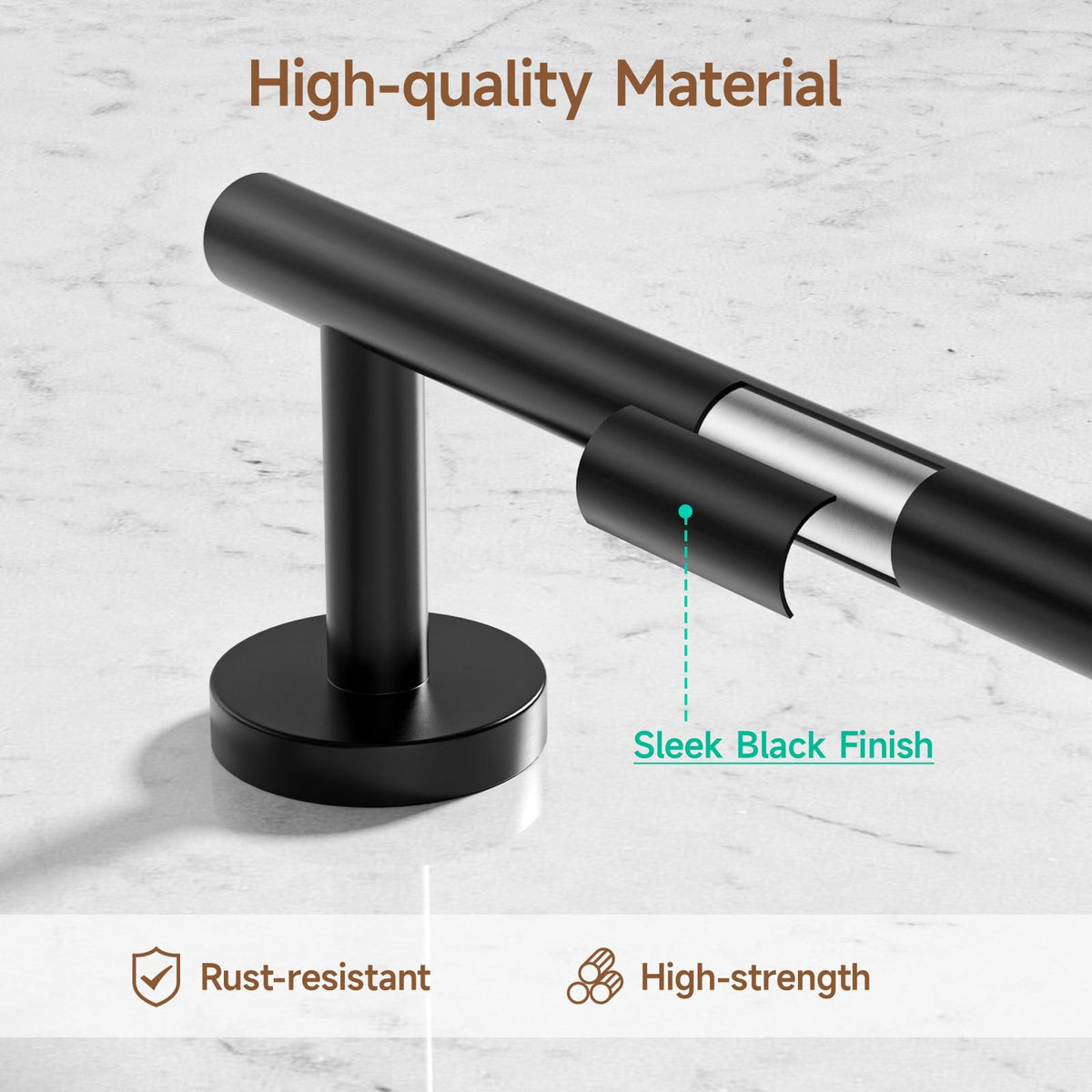 USHOWER matte black toilet paper holder with durable steel