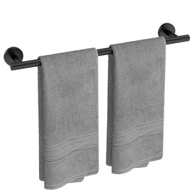 USHOWER matte black towel bar 26-inch mounted on wall for tidy towel storage