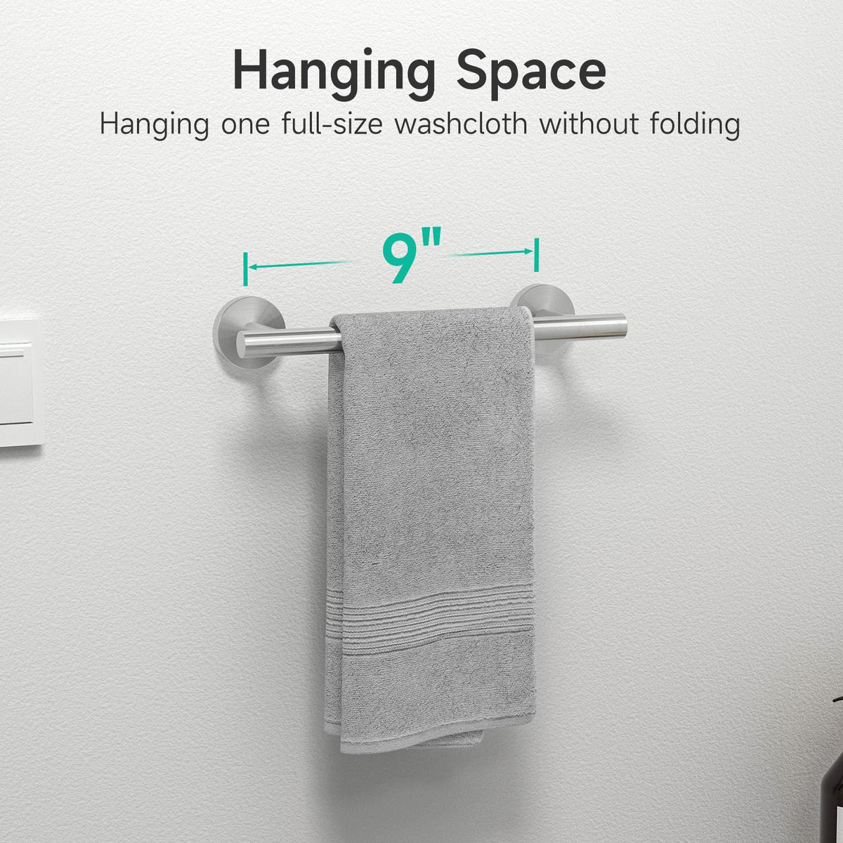 Minimalist modern bathroom design featuring USHOWER towel bar.