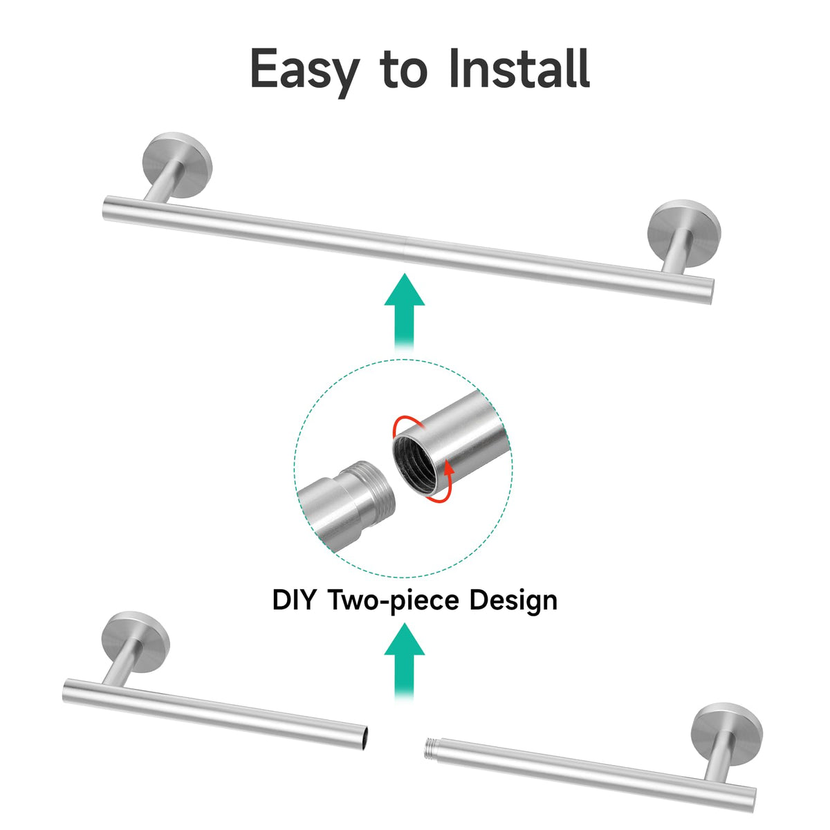 USHOWER Towel bar with installation hardware included