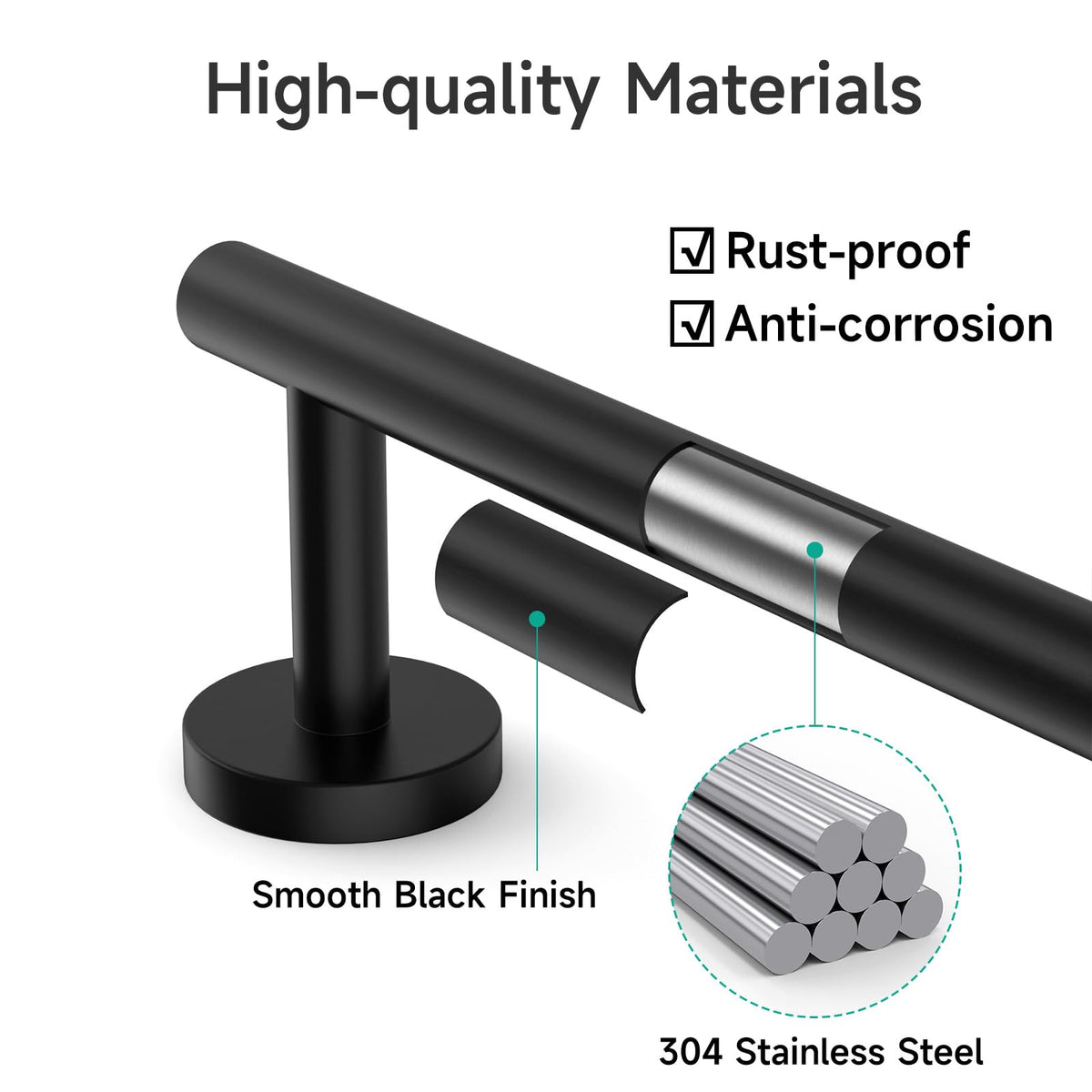USHOWER towel bar with 3-inch wall clearance promoting quick drying