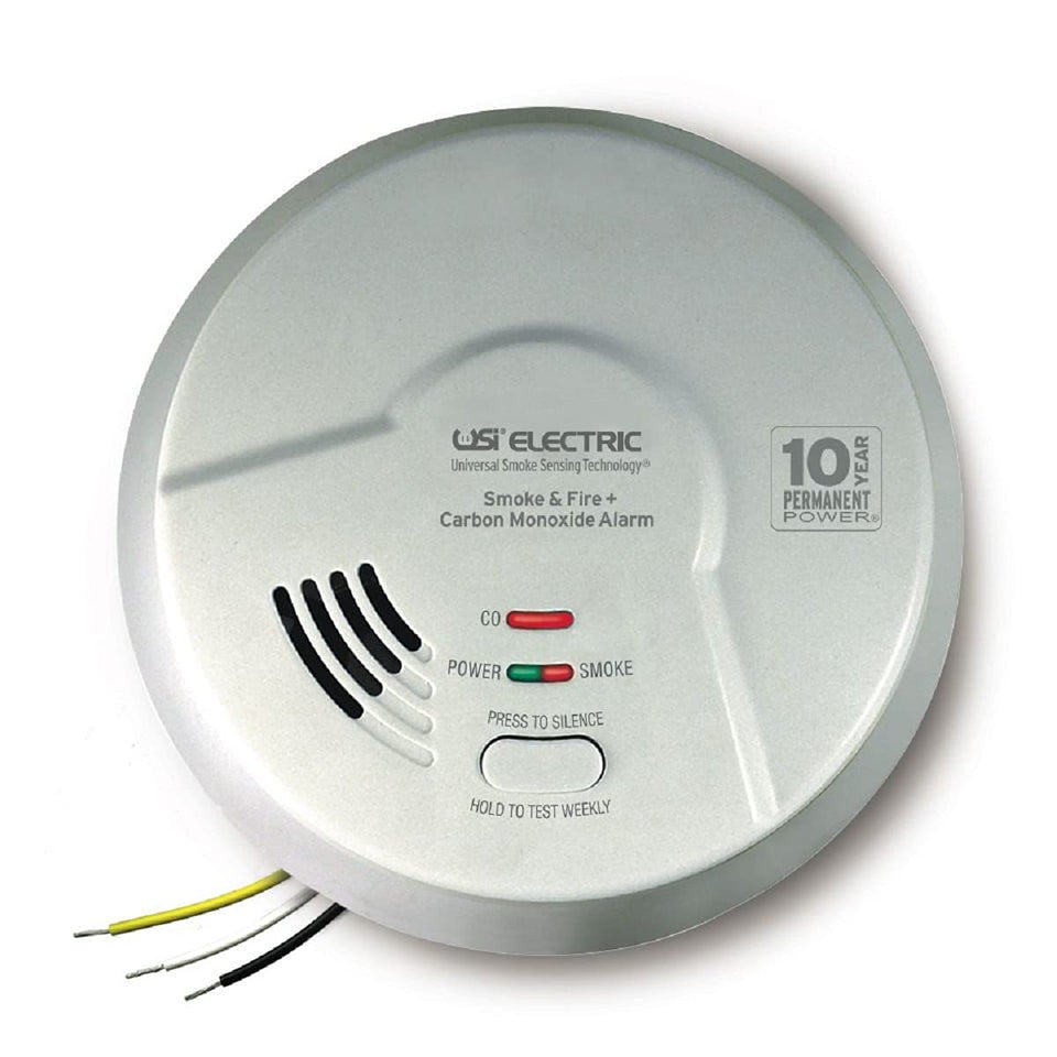 USI MIC1509S front view alarm shows compact wall mount ready design for home safety