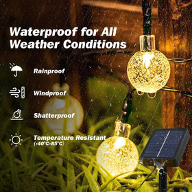 USOKYO solar panel and built-in battery powering outdoor lights