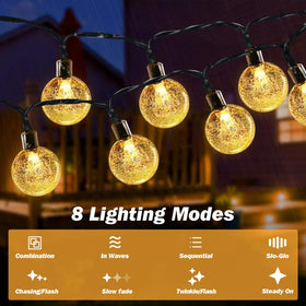 USOKYO solar string lights wrapped around a tree creating garden ambience