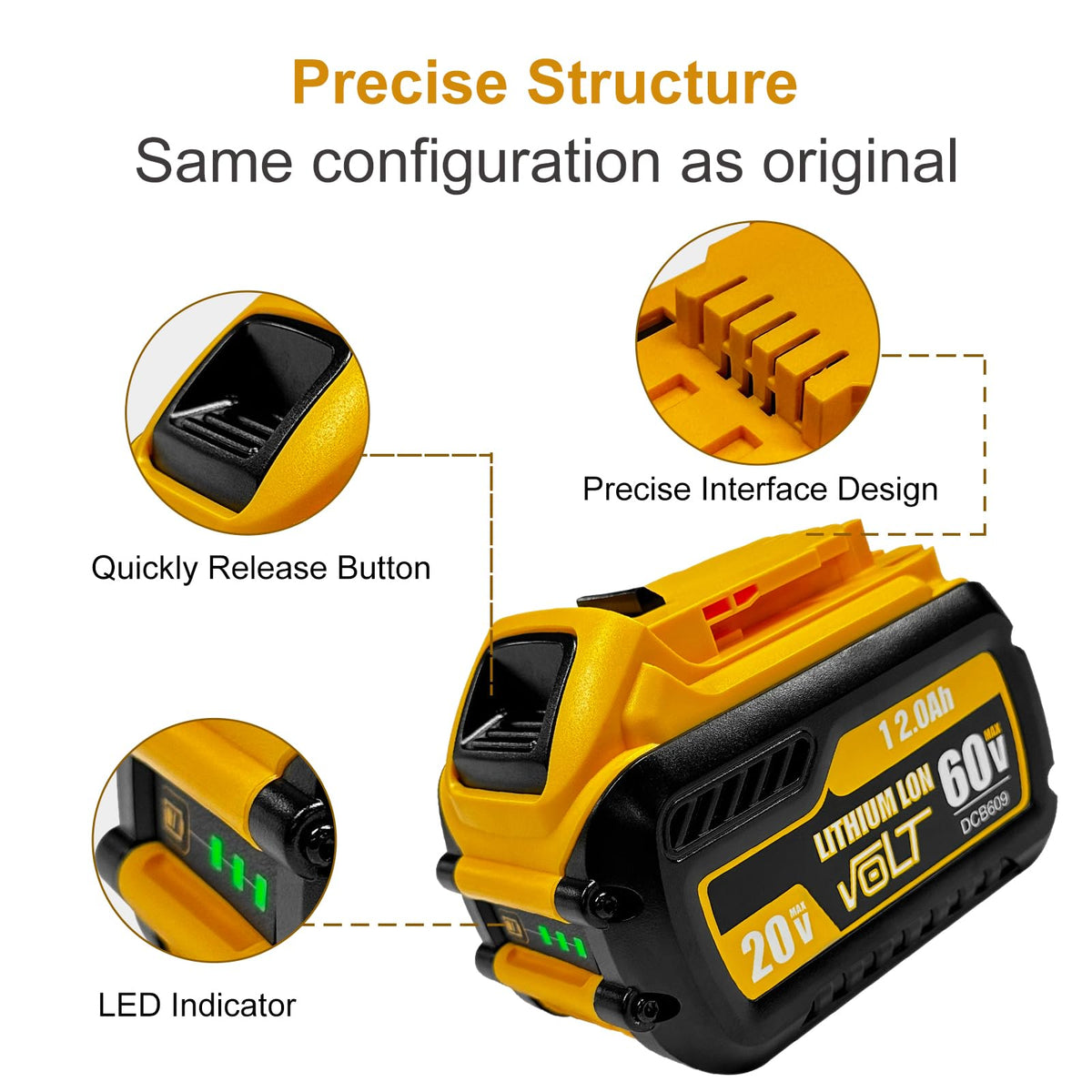 USPECIAL 12000mAh battery, DCB200 compatibility, keeps tools ready between tasks.