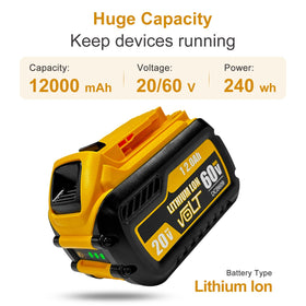 USPECIAL 12000mAh battery, DCB609 compatibility, reliable power on demanding jobs.