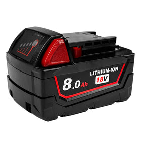 USPECIAL 8Ah battery front view demonstrates Milwaukee 18V compatibility and extended runtime.