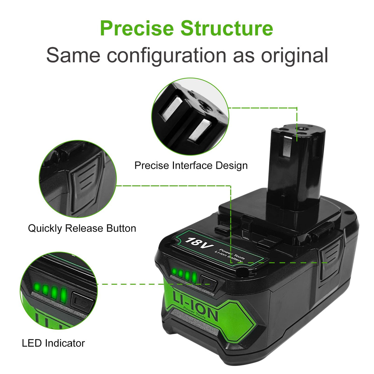 USPECIAL 8Ah Ryobi battery LED display showing charge status clearly