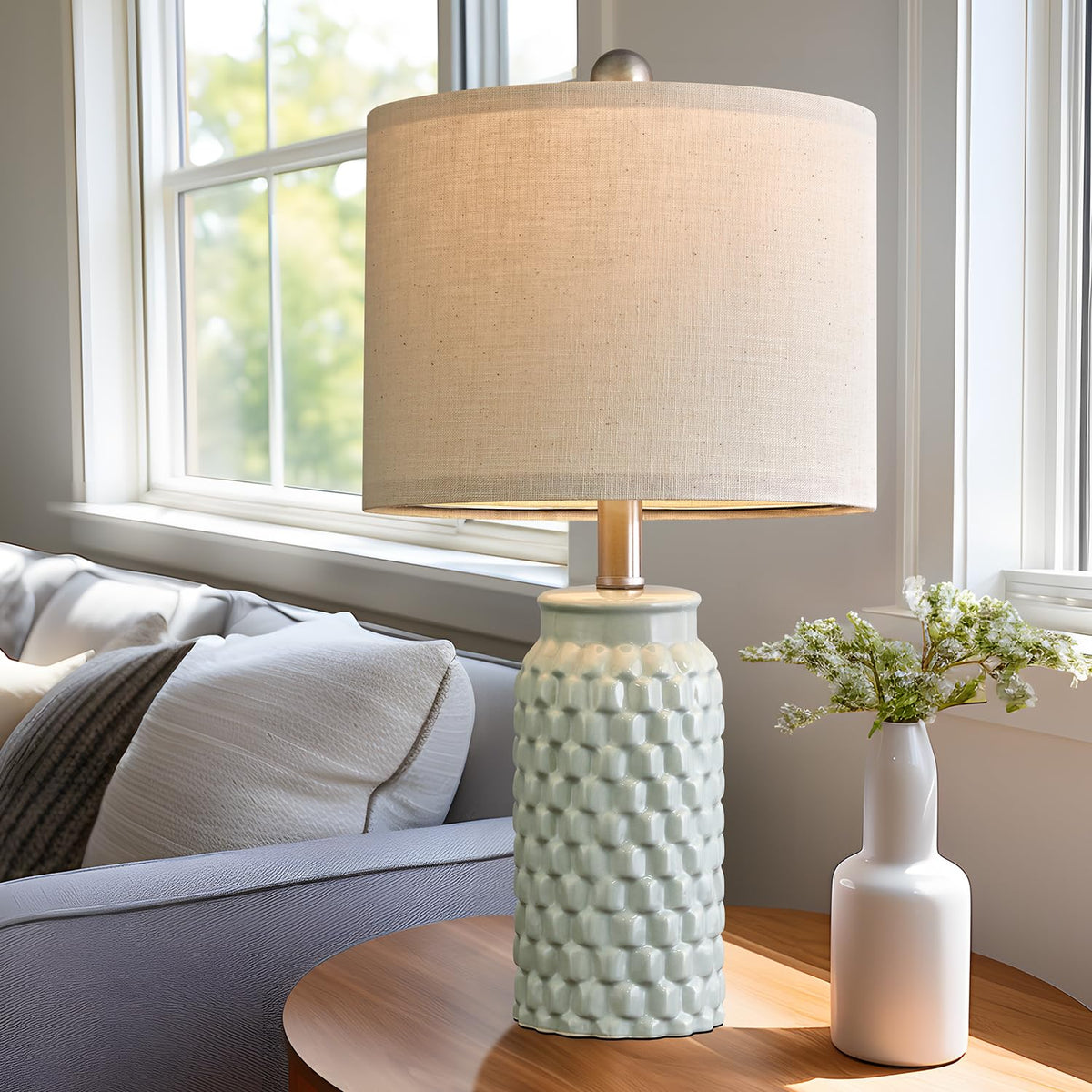 USumkky green bedside lamps on bedroom nightstands in a cozy space