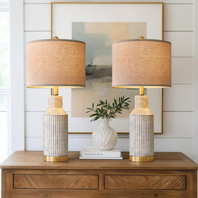 USumkky bedside lamp on nightstand for cozy reading.