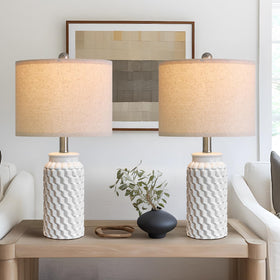 USumkky bedside lamps in white ceramic pair for warm bedroom lighting and balanced ambience