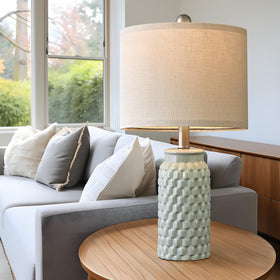 USumkky modern ceramic lamp bases in a living room setup