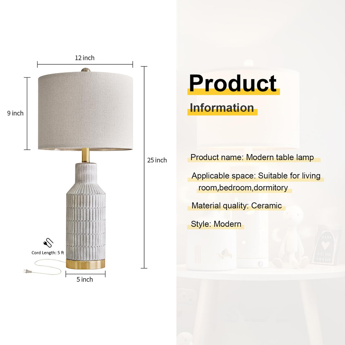 USumkky living room table lamp adds farmhouse charm.