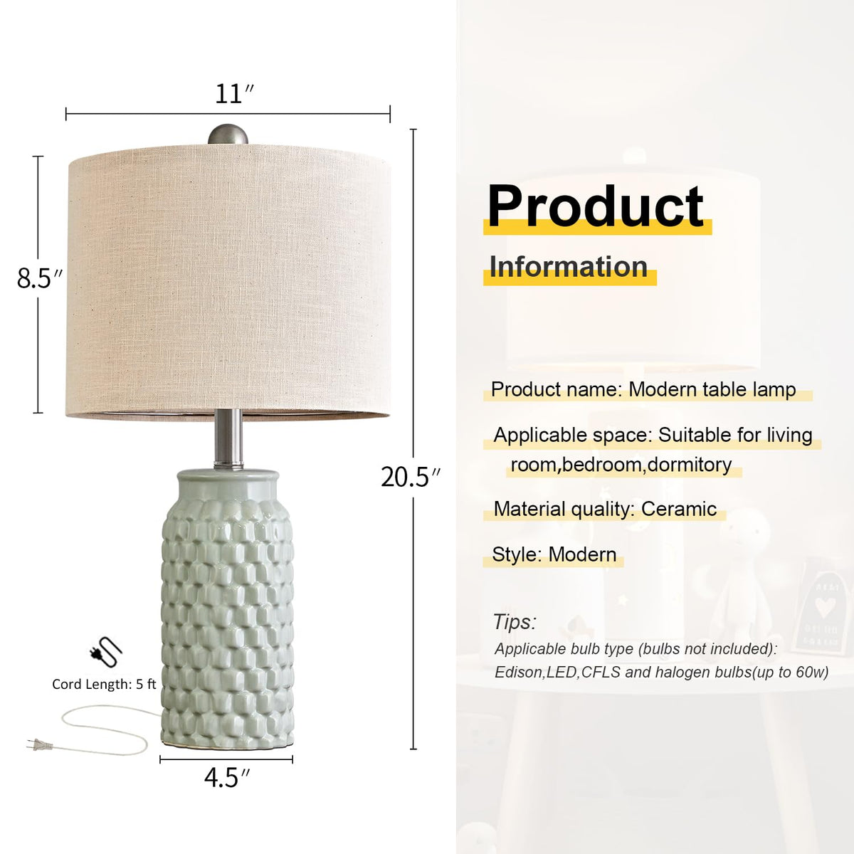 USumkky farmhouse-style lamps pair on living room table