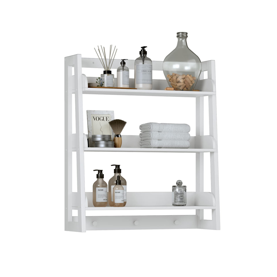 UTEX 3-tier bathroom wall shelf mounted over toilet for compact storage.
