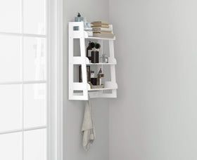 UTEX bathroom organizer above the toilet maximizes vertical space.