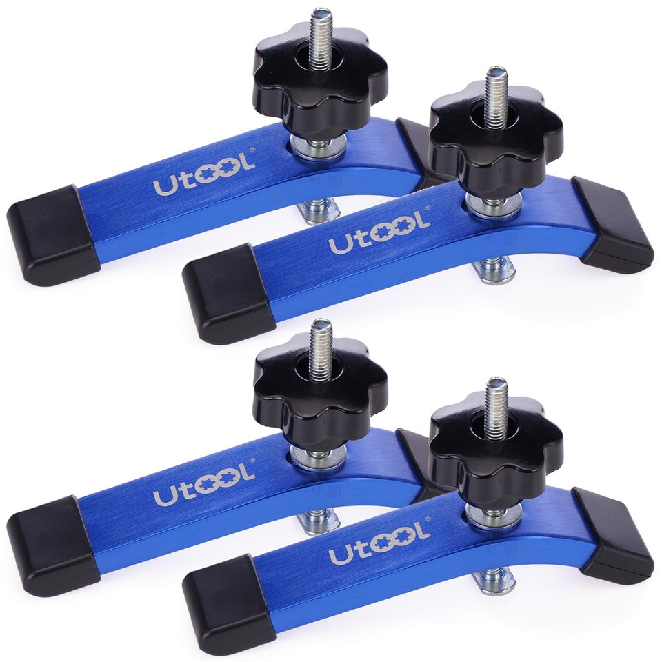 UTOOL 4-pack T-track hold down clamps in starlight blue for rapid setups
