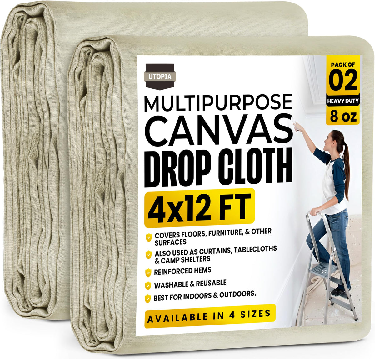 Utopia Home drop cloth painting 4x12ft covering a table to protect from spills