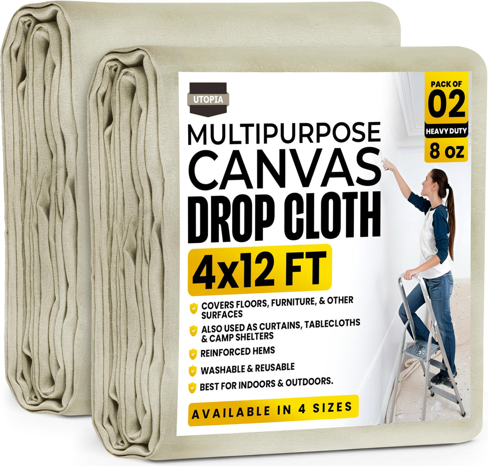 Utopia Home drop cloth painting 4x12ft covering a table to protect from spills