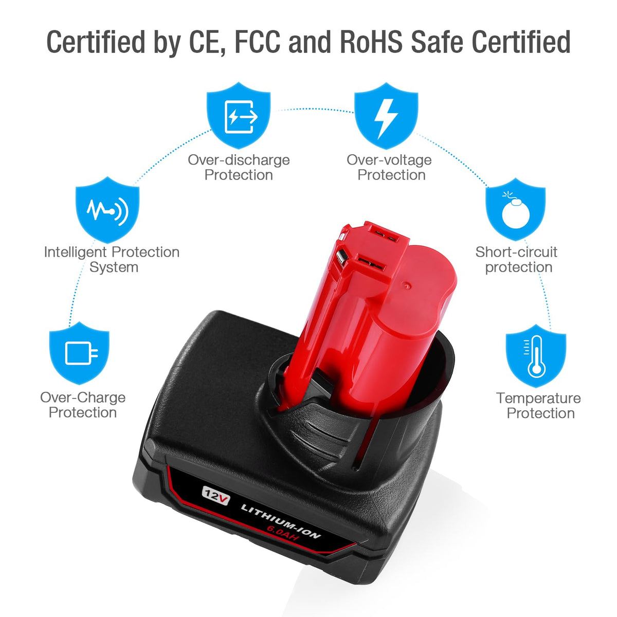 UTRBATT 12V 6.0Ah battery installed in drill tool.