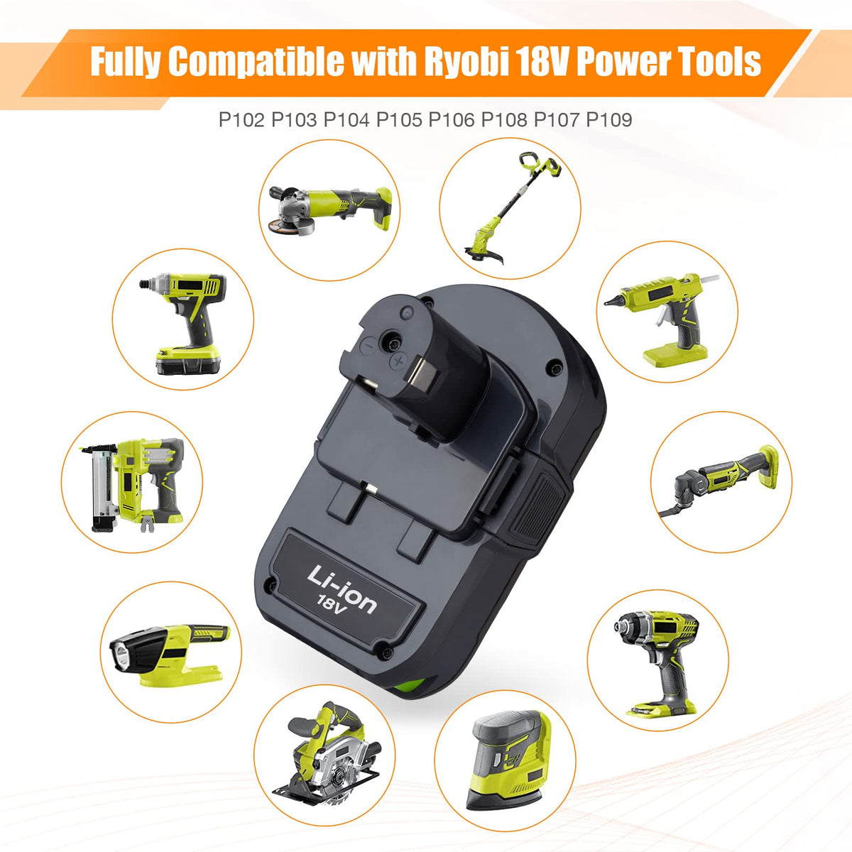 UTRBATT 3600mAh 18V battery side view highlighting durable construction for replacement