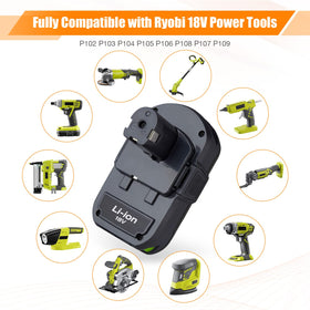 UTRBATT 3600mAh 18V battery side view highlighting durable construction for replacement
