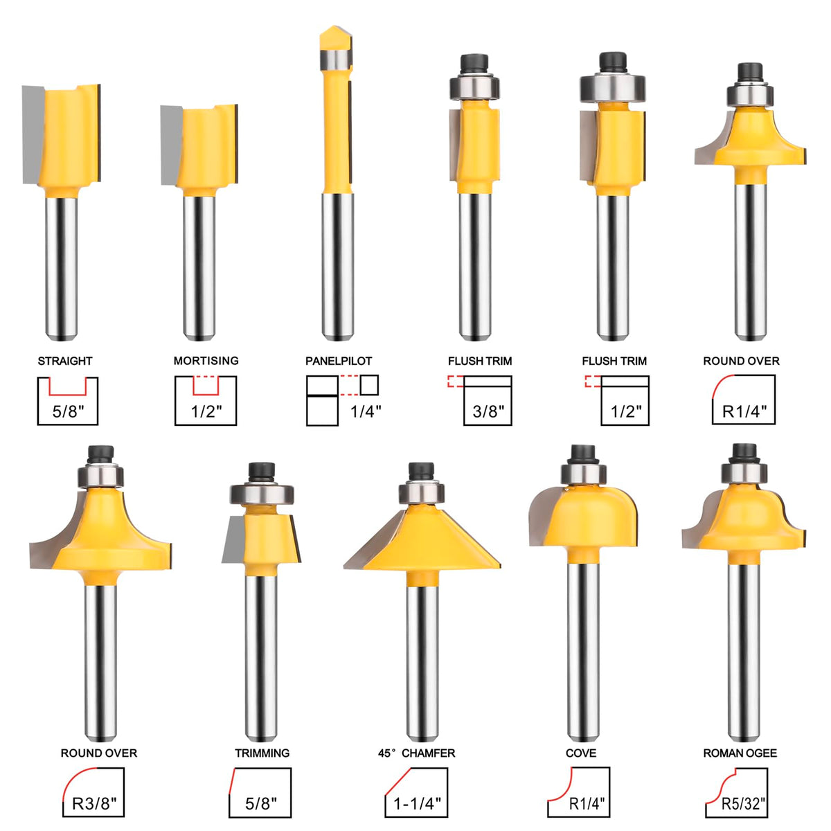 UTRUSTTO 90-degree V-groove bits for decorative detailing