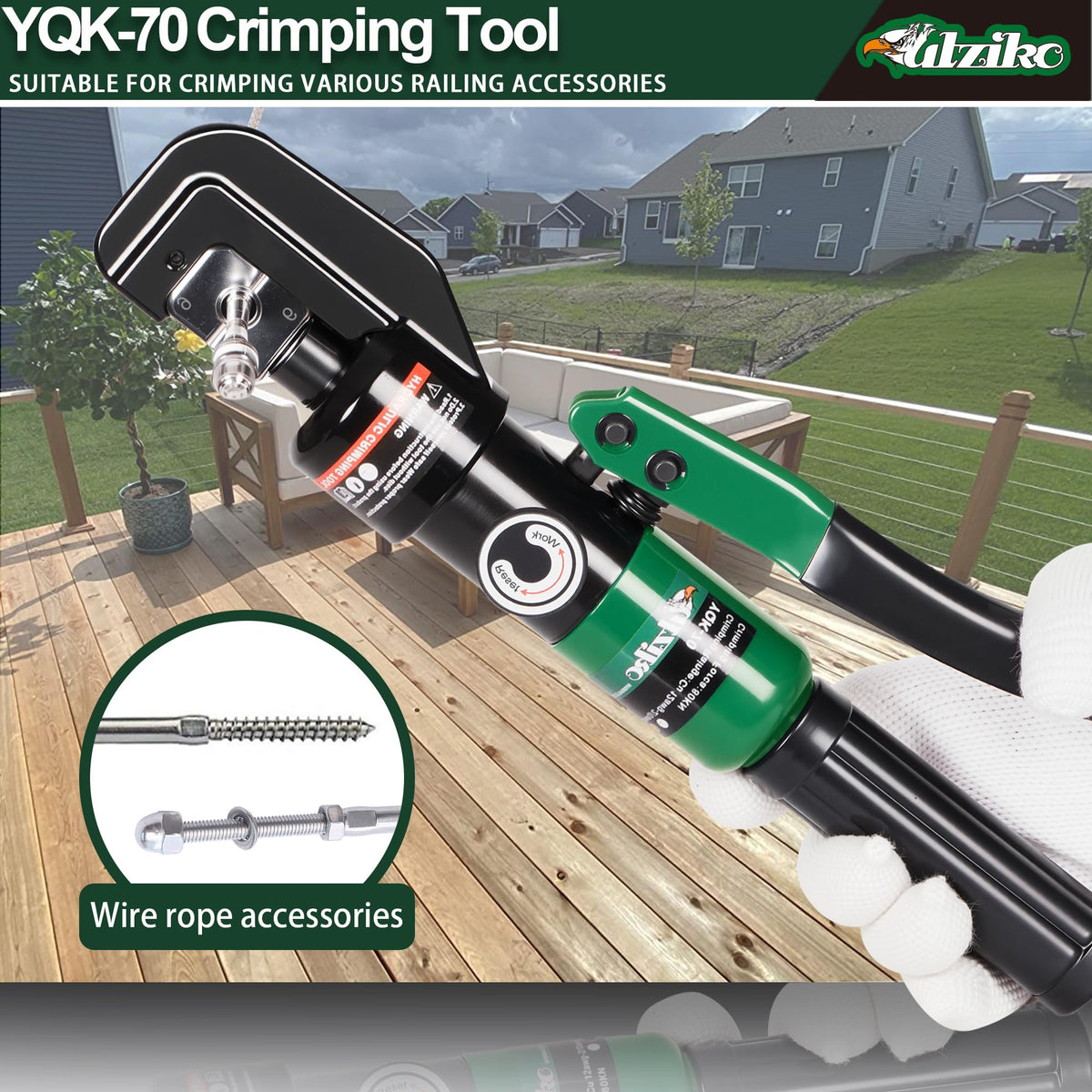 Battery cable crimping setup using UTZIKO for reliable electrical work