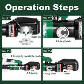 Nine-die set for 12awg-00awg cables enabling versatile crimps