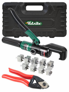 UTZIKO hydraulic crimper with rotatable head for tight spaces and precise crimps.