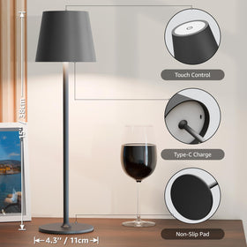 uuffoo cordless table lamp close-up shows touch control and matte finish.