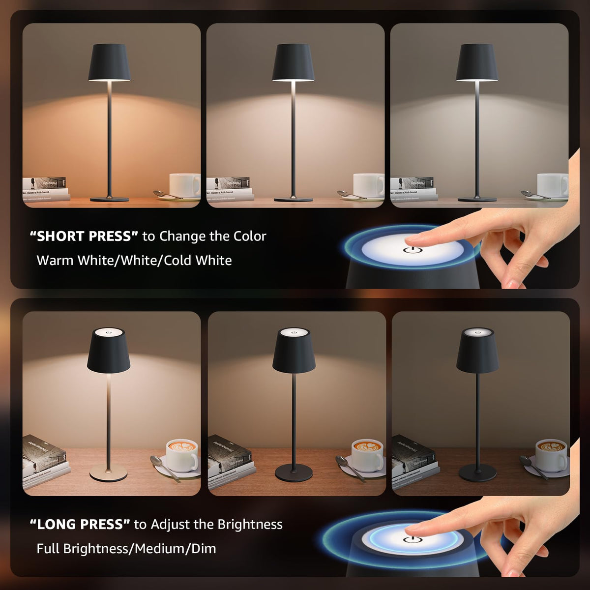uuffoo lamp displaying three color temperatures for mood lighting.